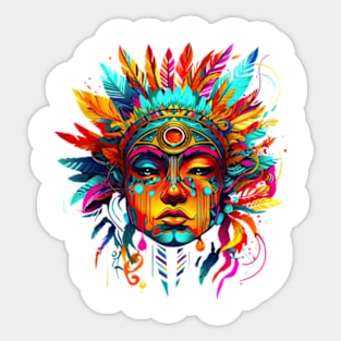 Native American, Girl Indian, Native American Indian Sticker